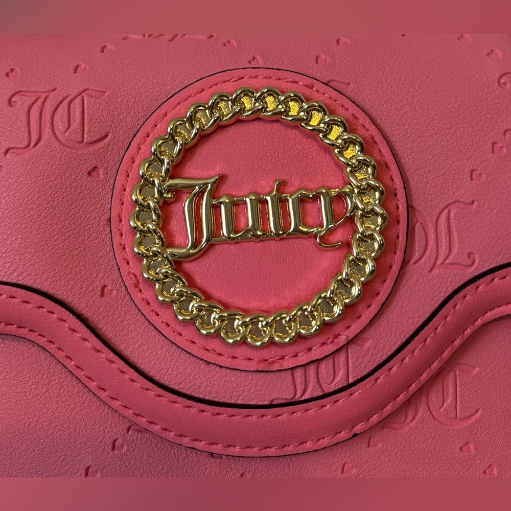 JUICY COUTURE Bag Stay in Circle Mini Crossbody - Pink Lemonade Deboss NWT - Picture 4 of 13